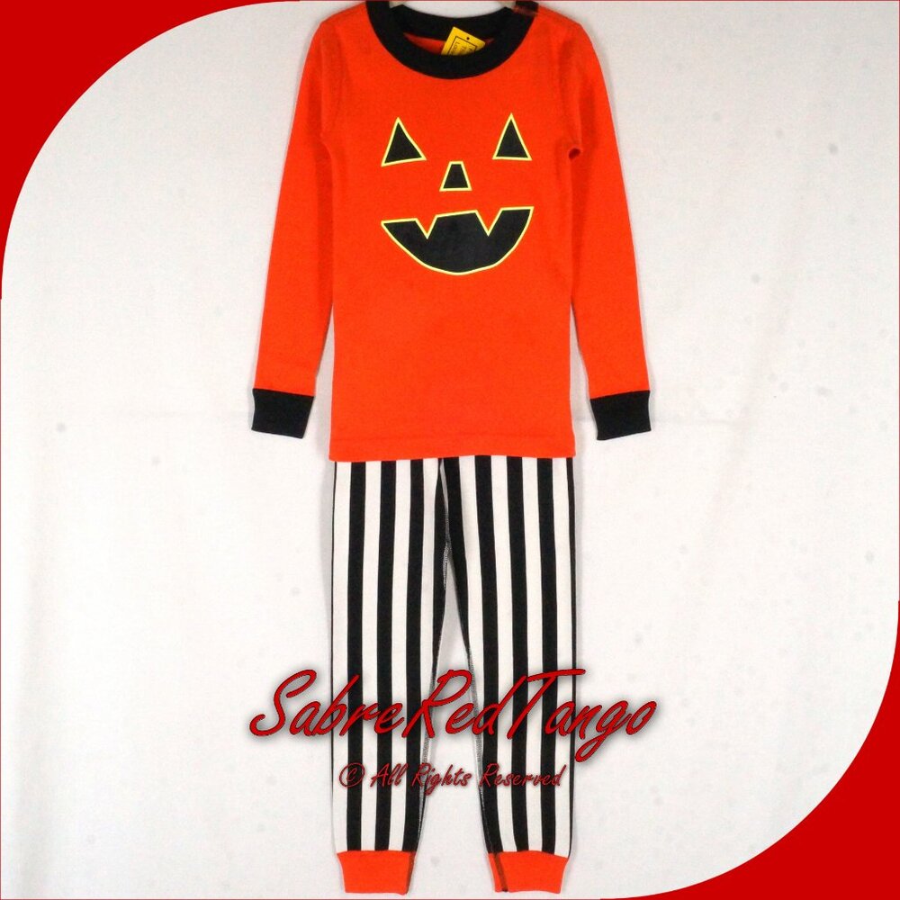 NWT Hanna Andersson Organic Long Johns Pajamas Halloween Jack-O-Lantern 120 6 7